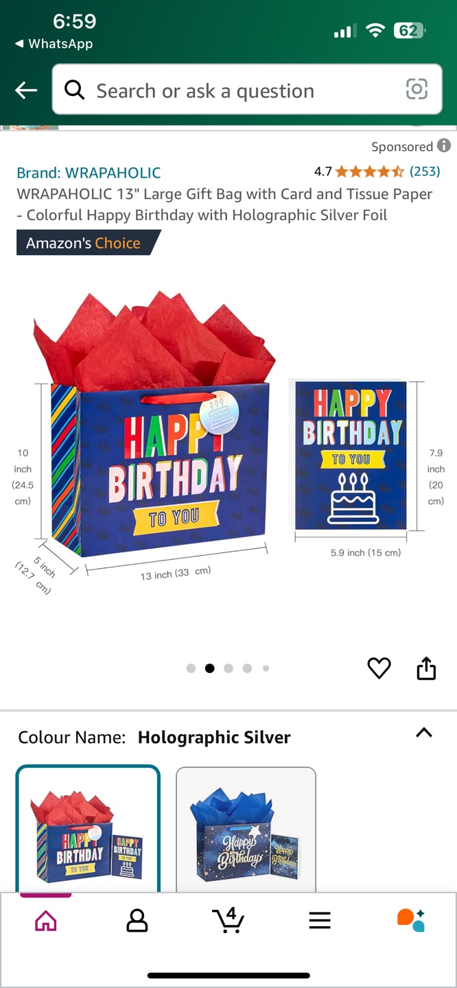 Happy Birthday Gift Bag, Card and Tissue Paper - photo 2