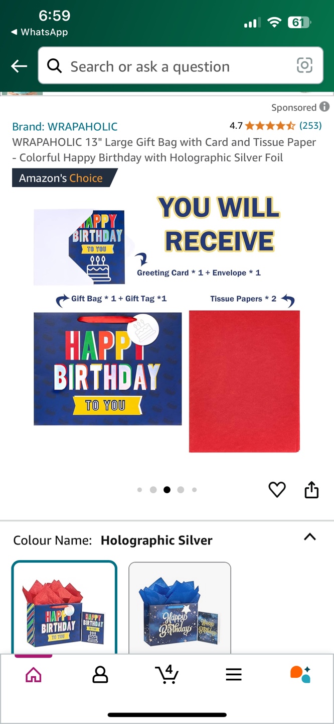 Happy Birthday Gift Bag, Card and Tissue Paper - photo 3
