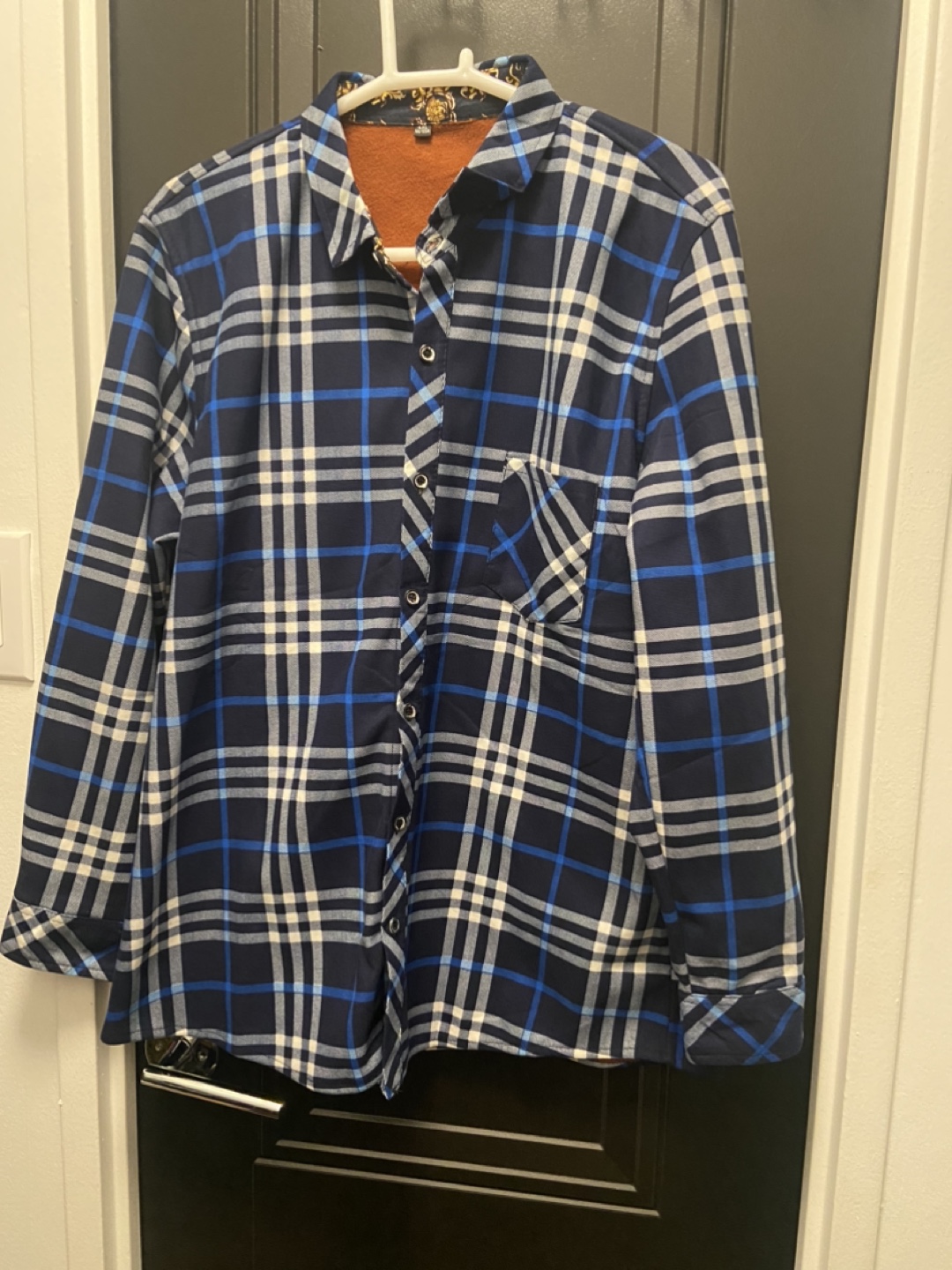 Blue and White Plaid Flannel Shirt - photo 5