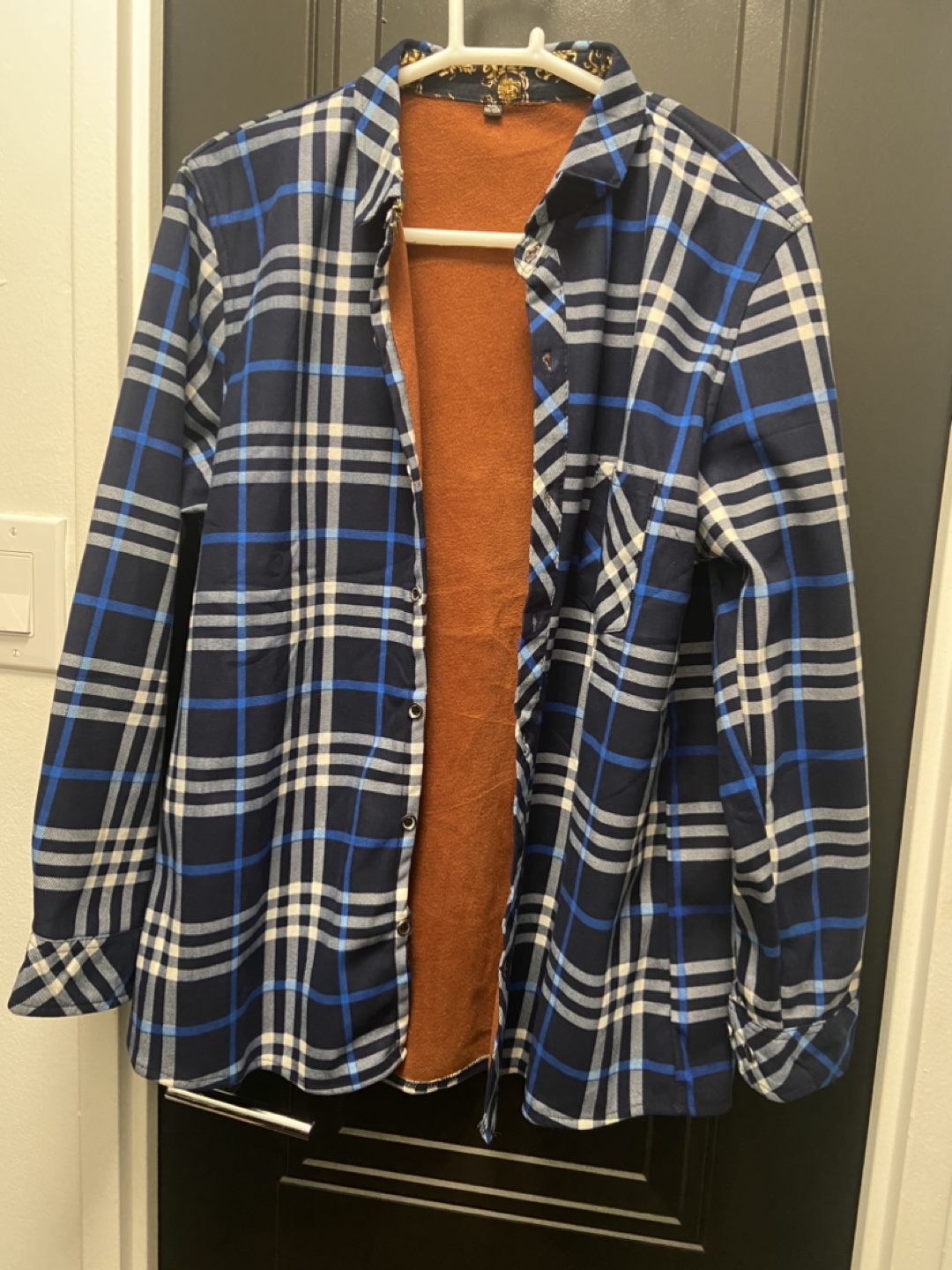 Blue and White Plaid Flannel Shirt - photo 3