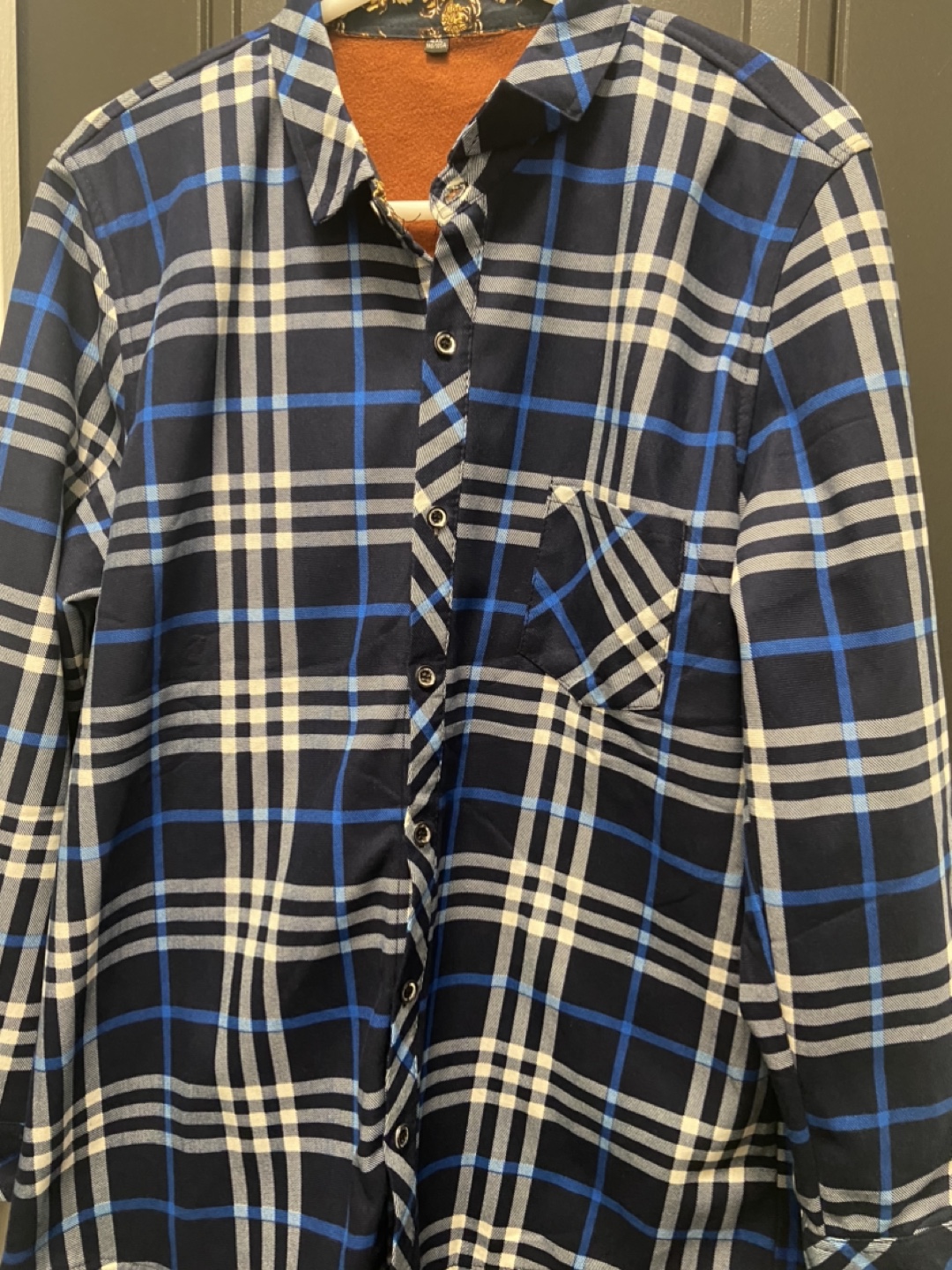 Blue and White Plaid Flannel Shirt - photo 4