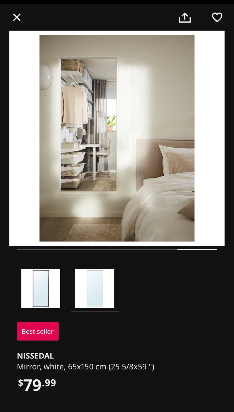 IKEA NISSEDAL Mirror, White, 65x150 cm - photo 3