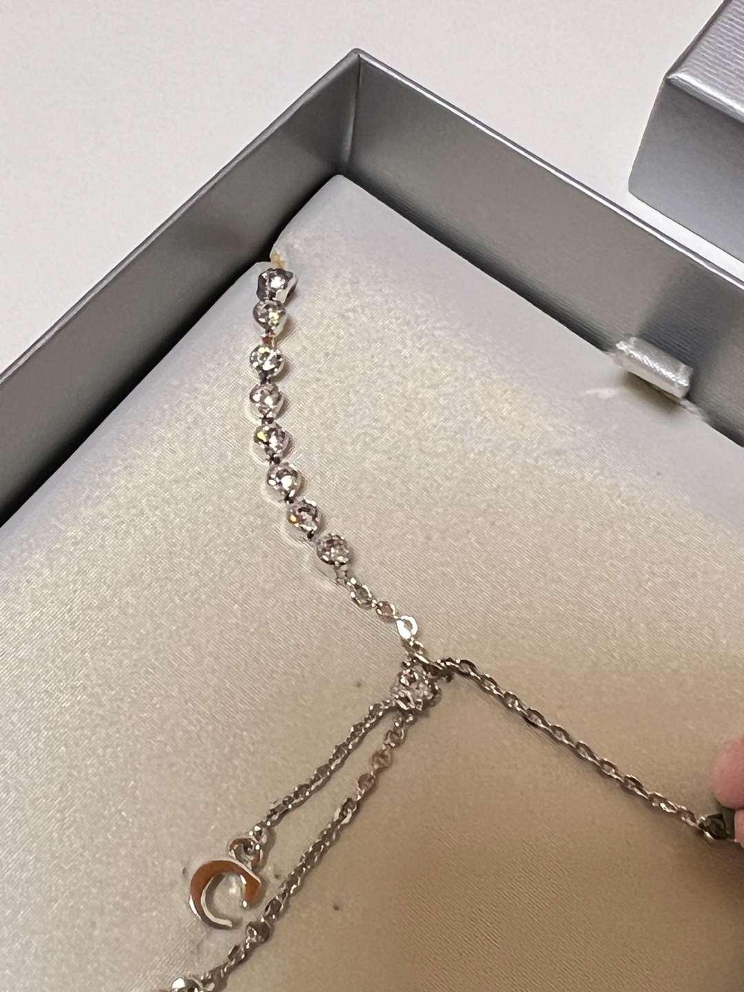 Dior Silver Tone Necklace with Pink Flowers - photo 3