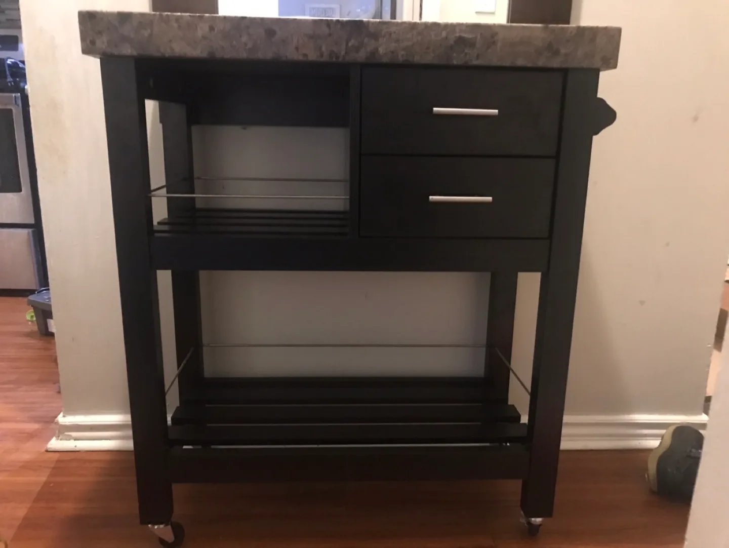 Kitchen Island Cart with Marble Cover Top /wheels image indicator(2)