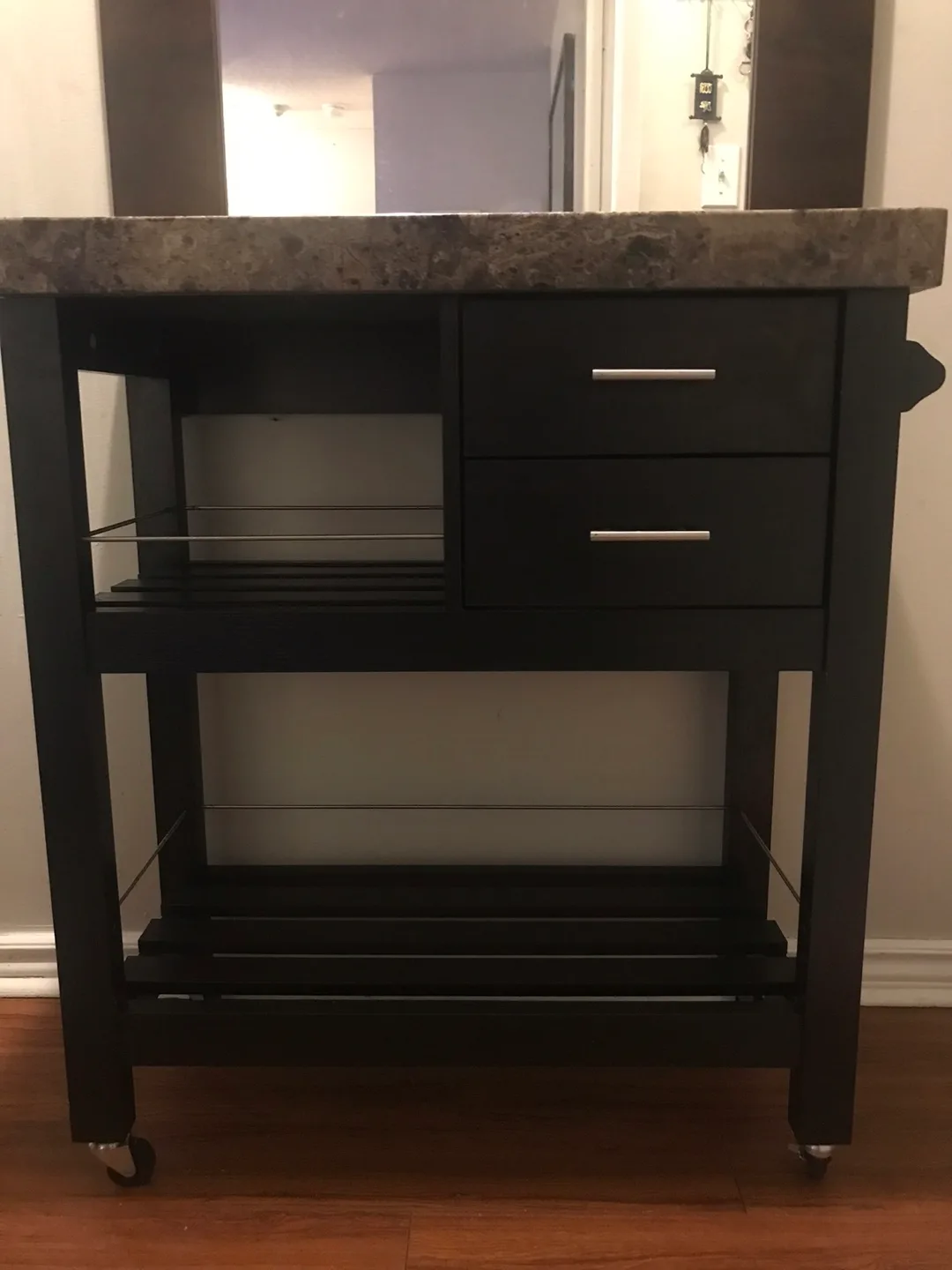 Kitchen Island Cart with Marble Cover Top /wheels thumbnail
