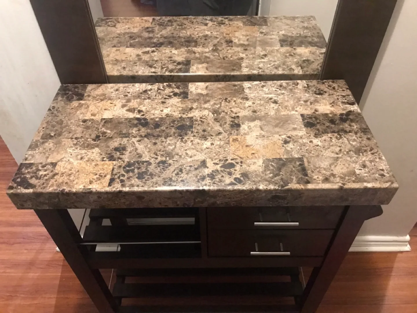 Kitchen Island Cart with Marble Cover Top /wheels image indicator(3)