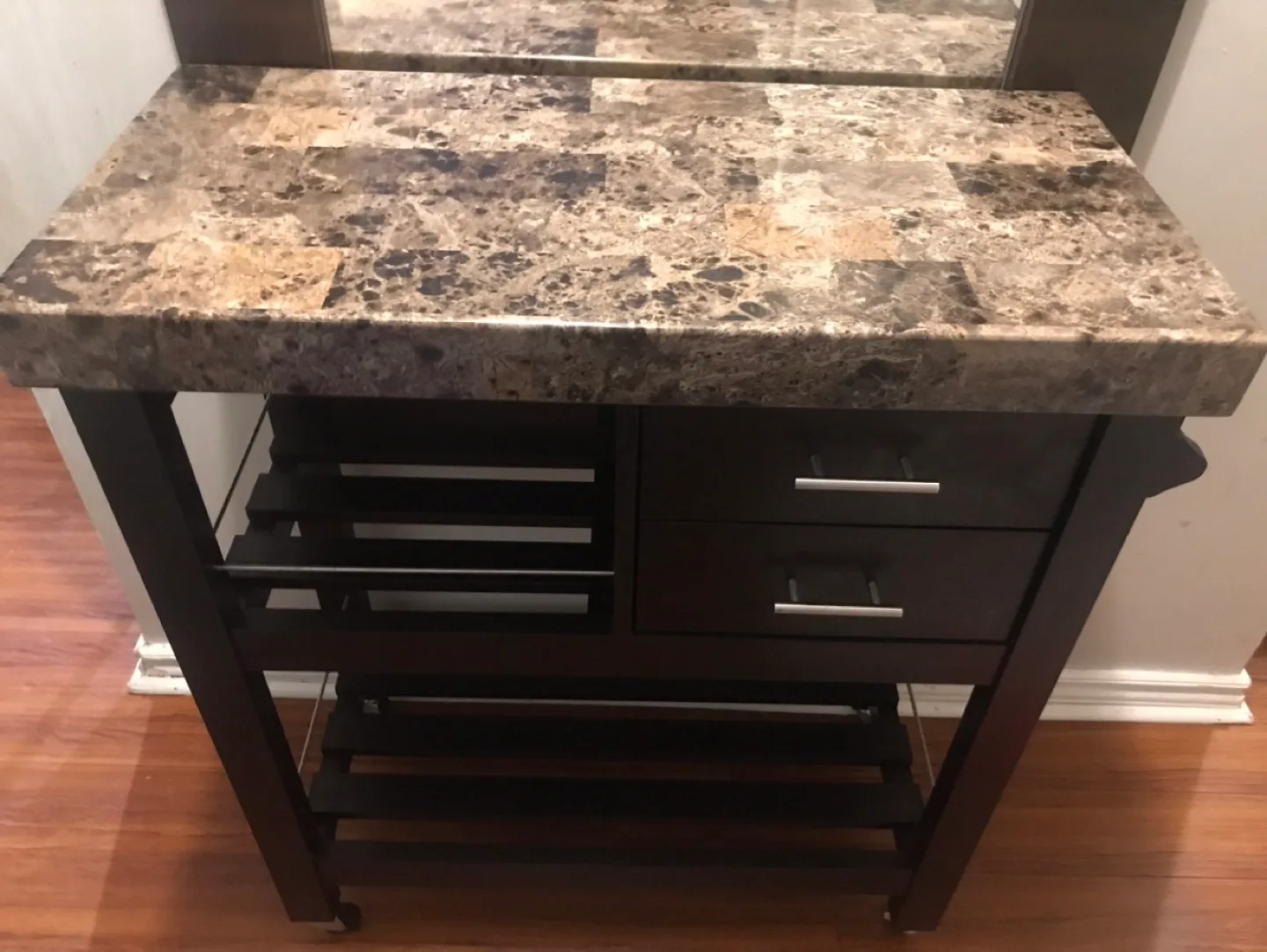 Kitchen Island Cart with Marble Cover Top /wheels image indicator(4)