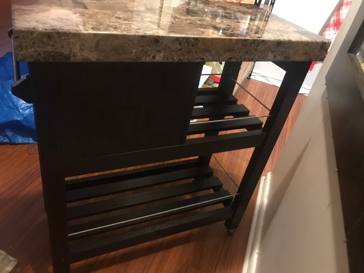 Kitchen Island Cart with Marble Cover Top /wheels image indicator(9)