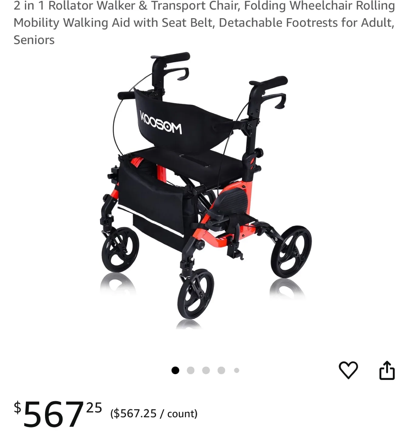 2 in 1 Rollator Walker & Transport Chair image indicator(8)