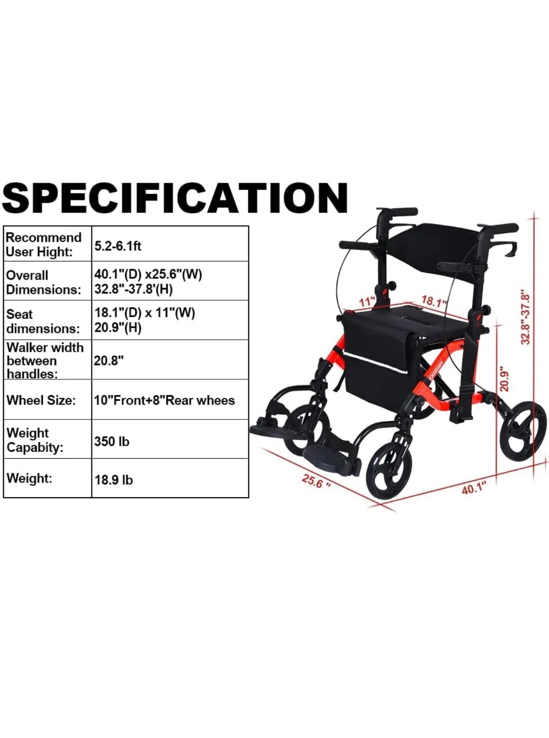 2 in 1 Rollator Walker & Transport Chair image indicator(7)