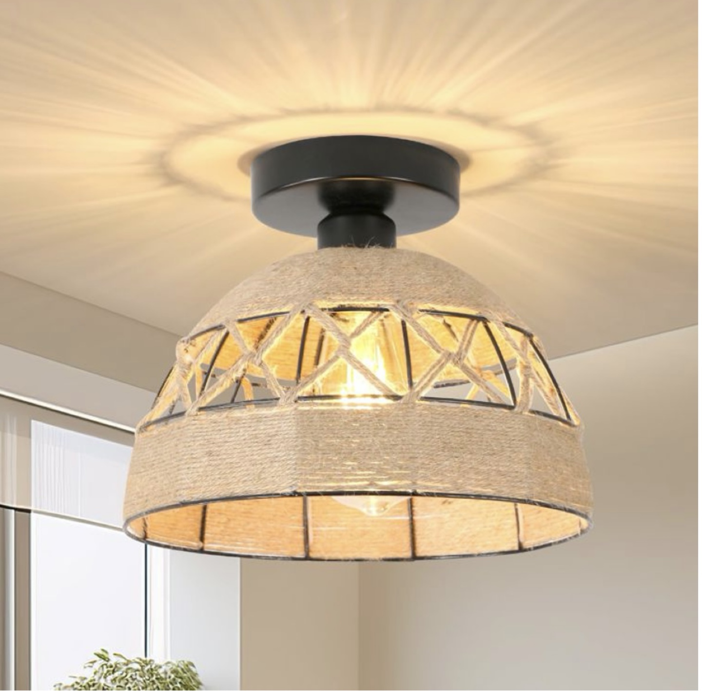 Rattan Ceiling Light Fixture