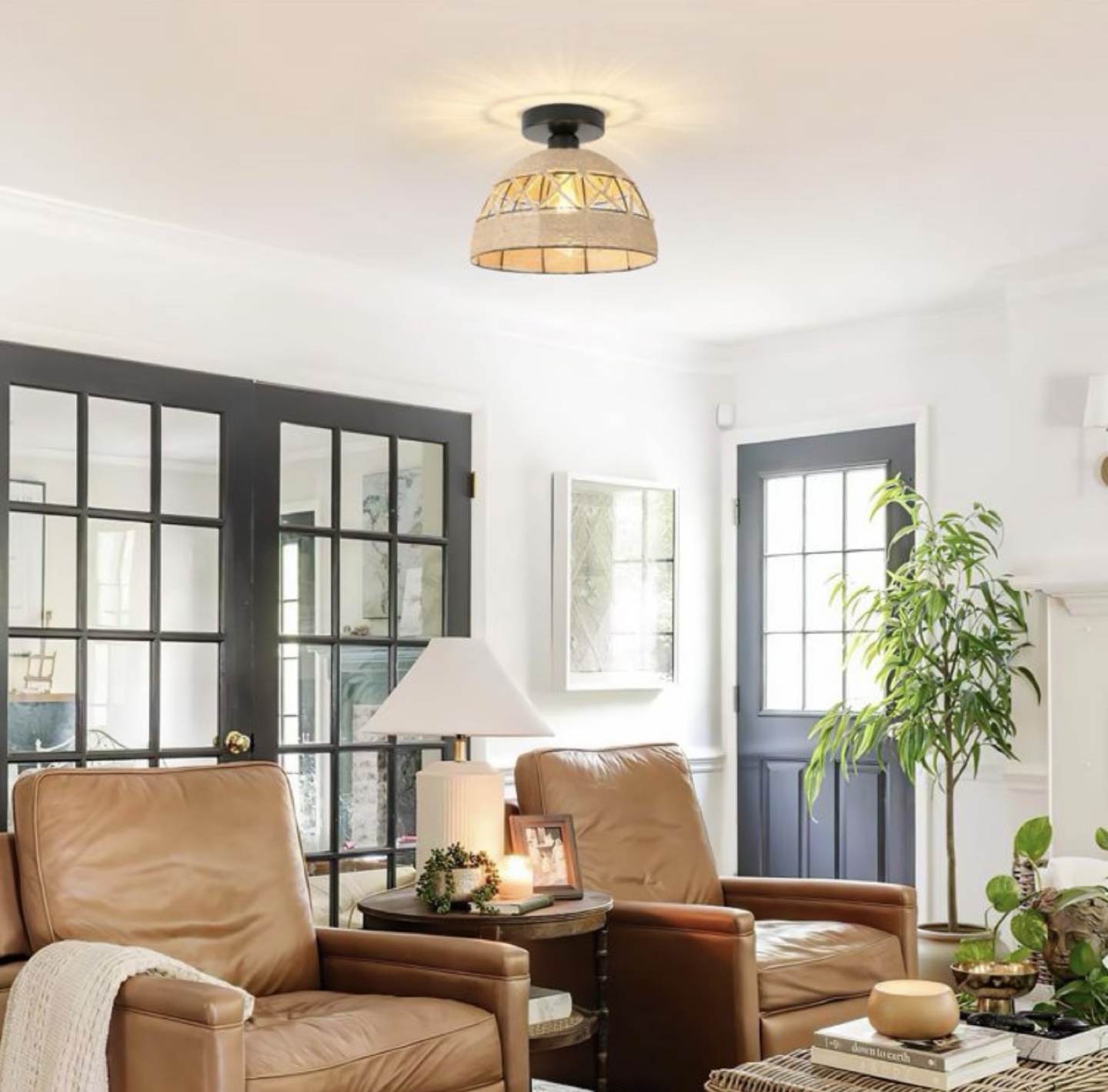 Rattan Ceiling Light Fixture - photo 2