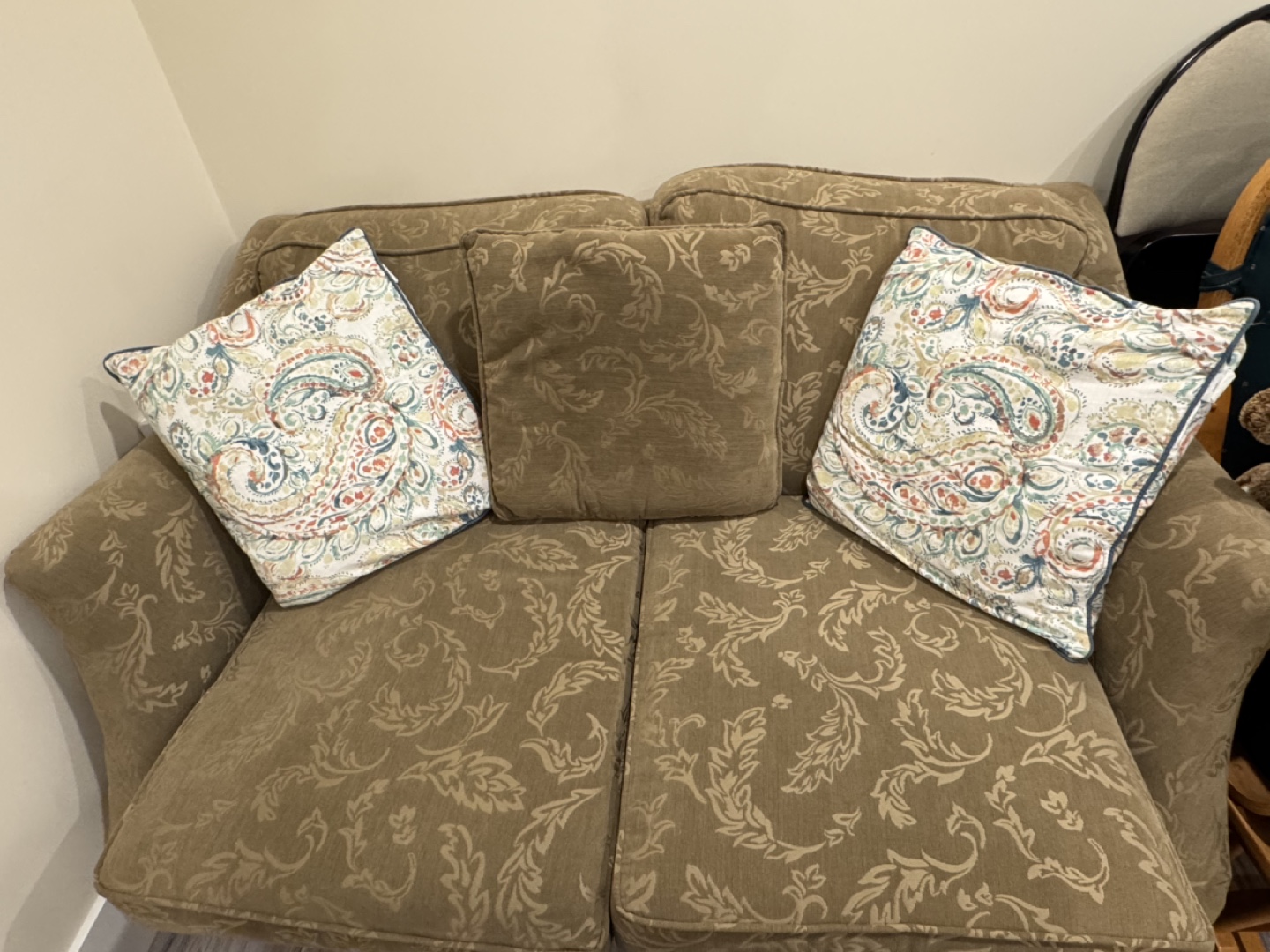 Small Loveseat with Throw Pillows