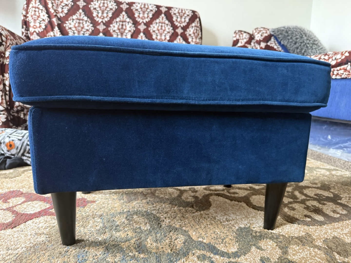Blue Velvet Ottoman - photo 2