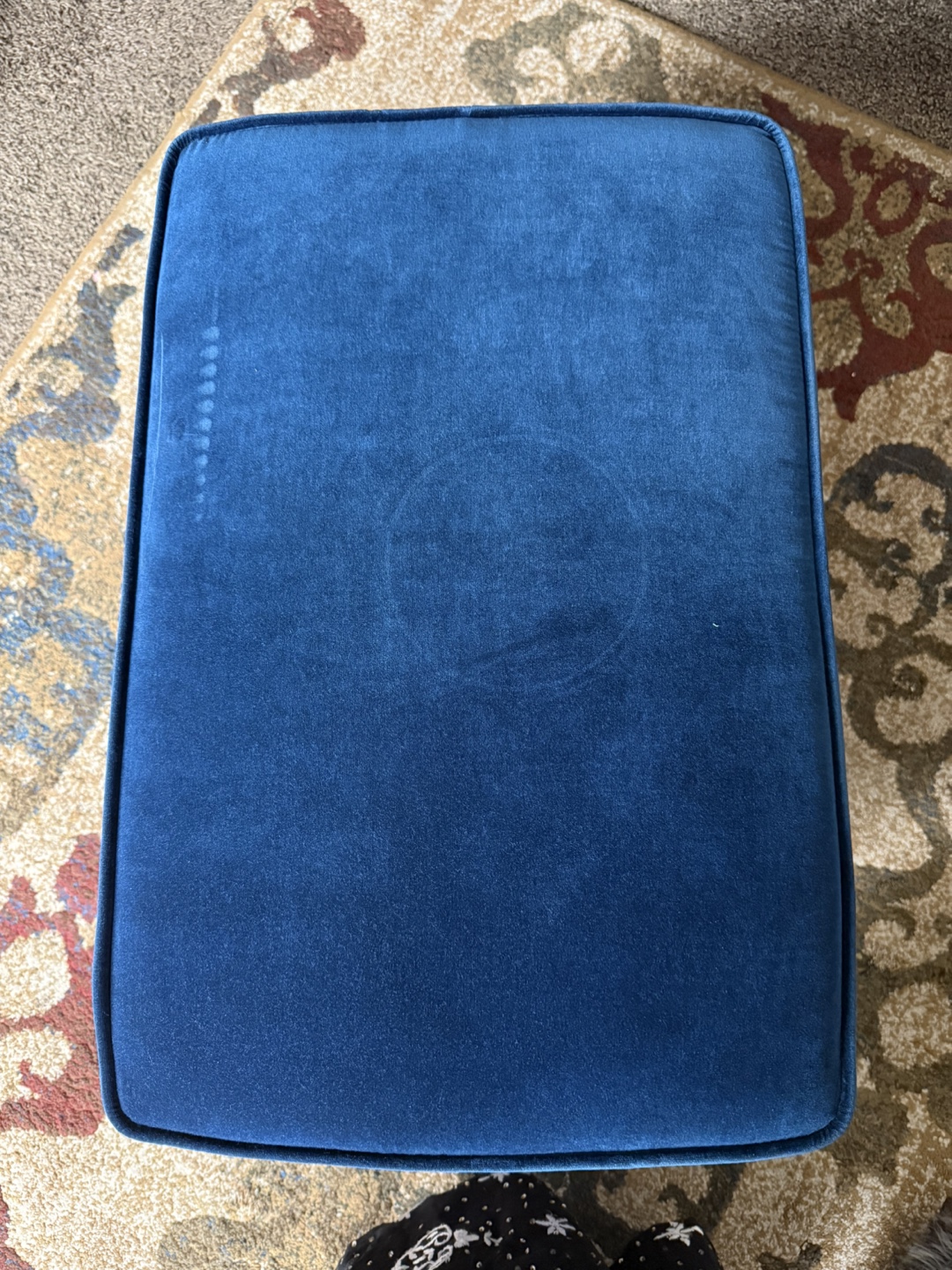 Blue Velvet Ottoman