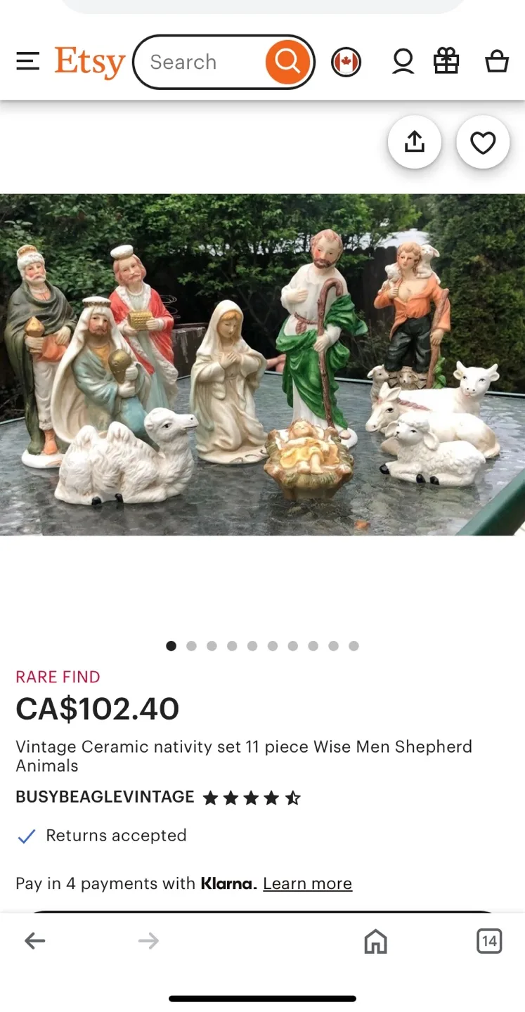 Vintage Ceramic Nativity Set 11 Piece Wise Men Shepherd Animals image indicator(2)