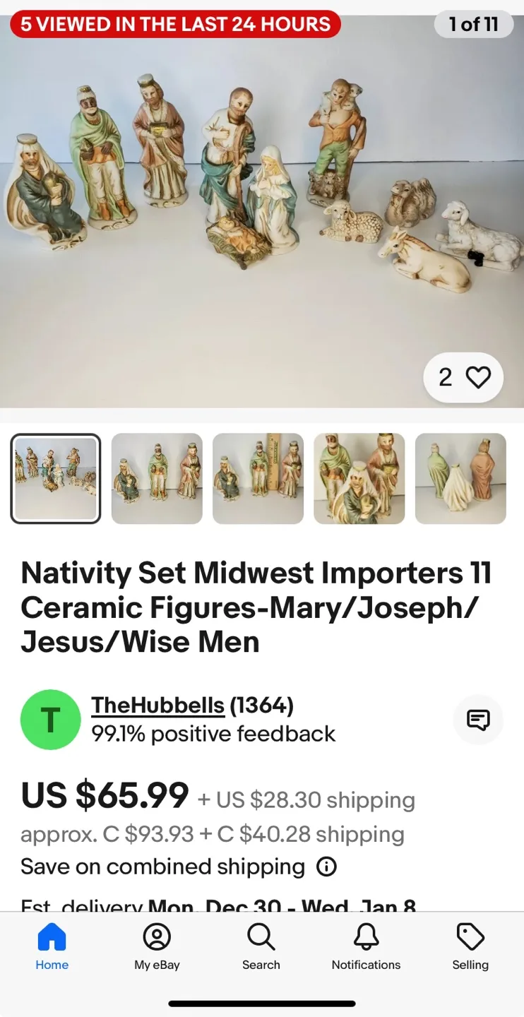 Vintage Ceramic Nativity Set 11 Piece Wise Men Shepherd Animals image indicator(6)