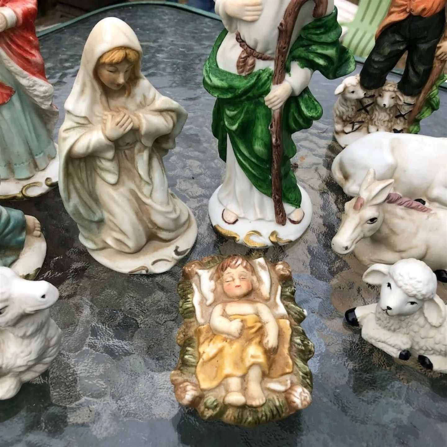 Vintage Ceramic Nativity Set 11 Piece Wise Men Shepherd Animals image indicator(7)