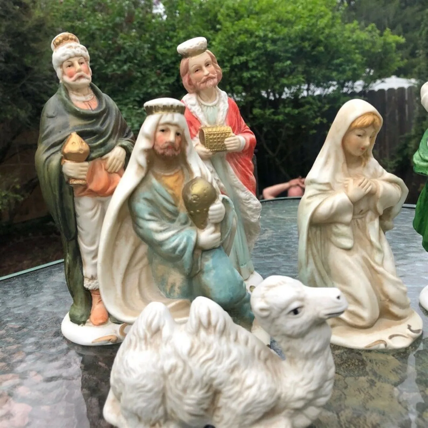 Vintage Ceramic Nativity Set 11 Piece Wise Men Shepherd Animals image indicator(10)