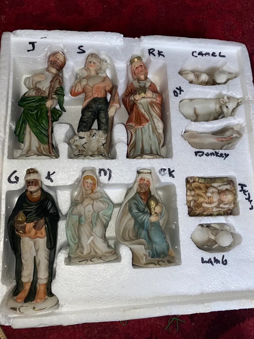 Vintage Ceramic Nativity Set 11 Piece Wise Men Shepherd Animals image indicator(4)