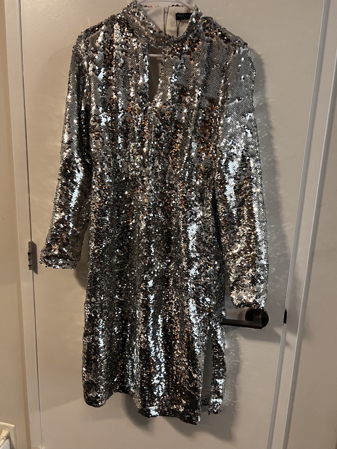Nasty Gal Silver Sequin Dress