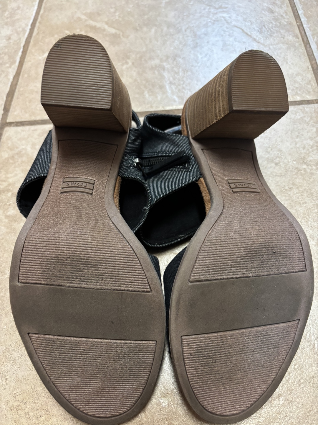 TOMS Black Denim Block Heel Sandals - photo 2