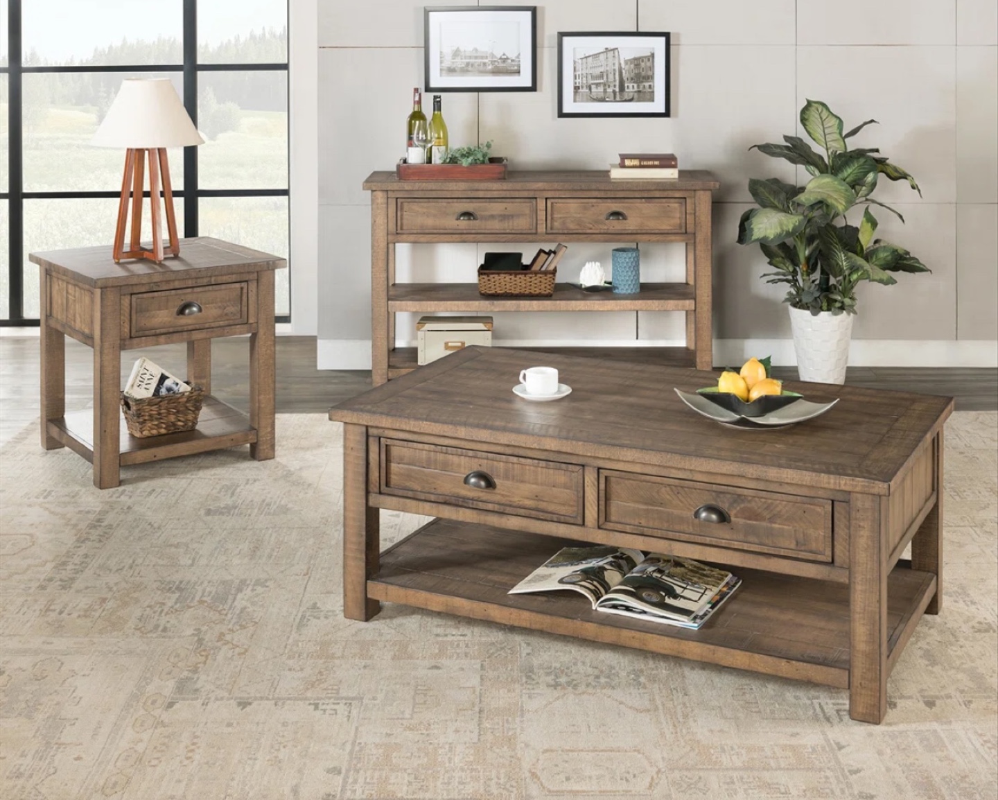 Solid Wood Coffee Table on wheels – $400 (Discounted)