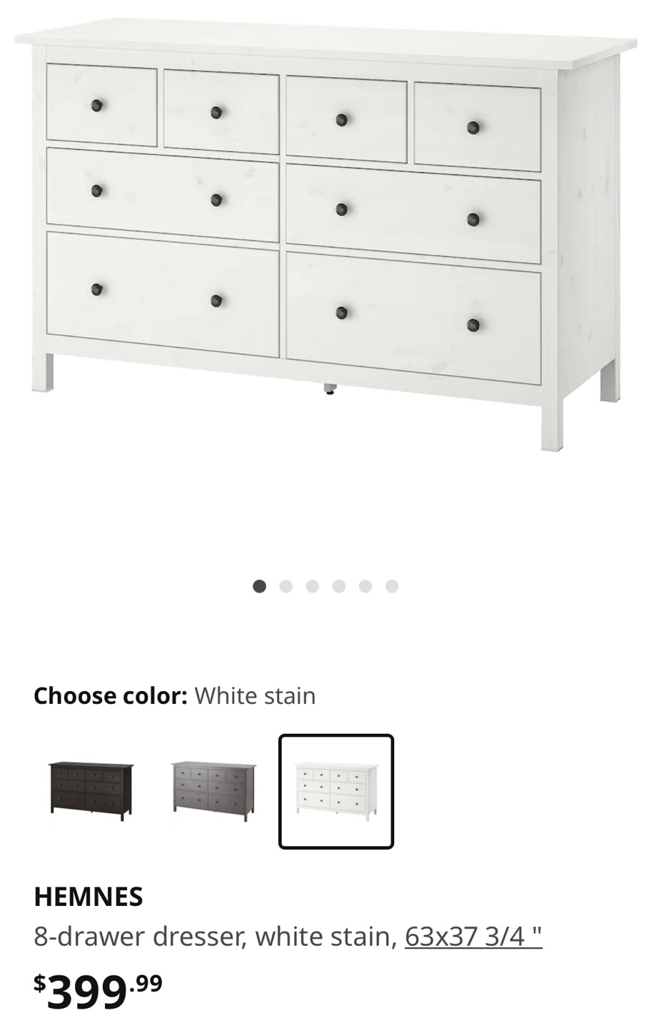 IKEA HEMNES 8-Drawer Dresser White Stain - photo 5