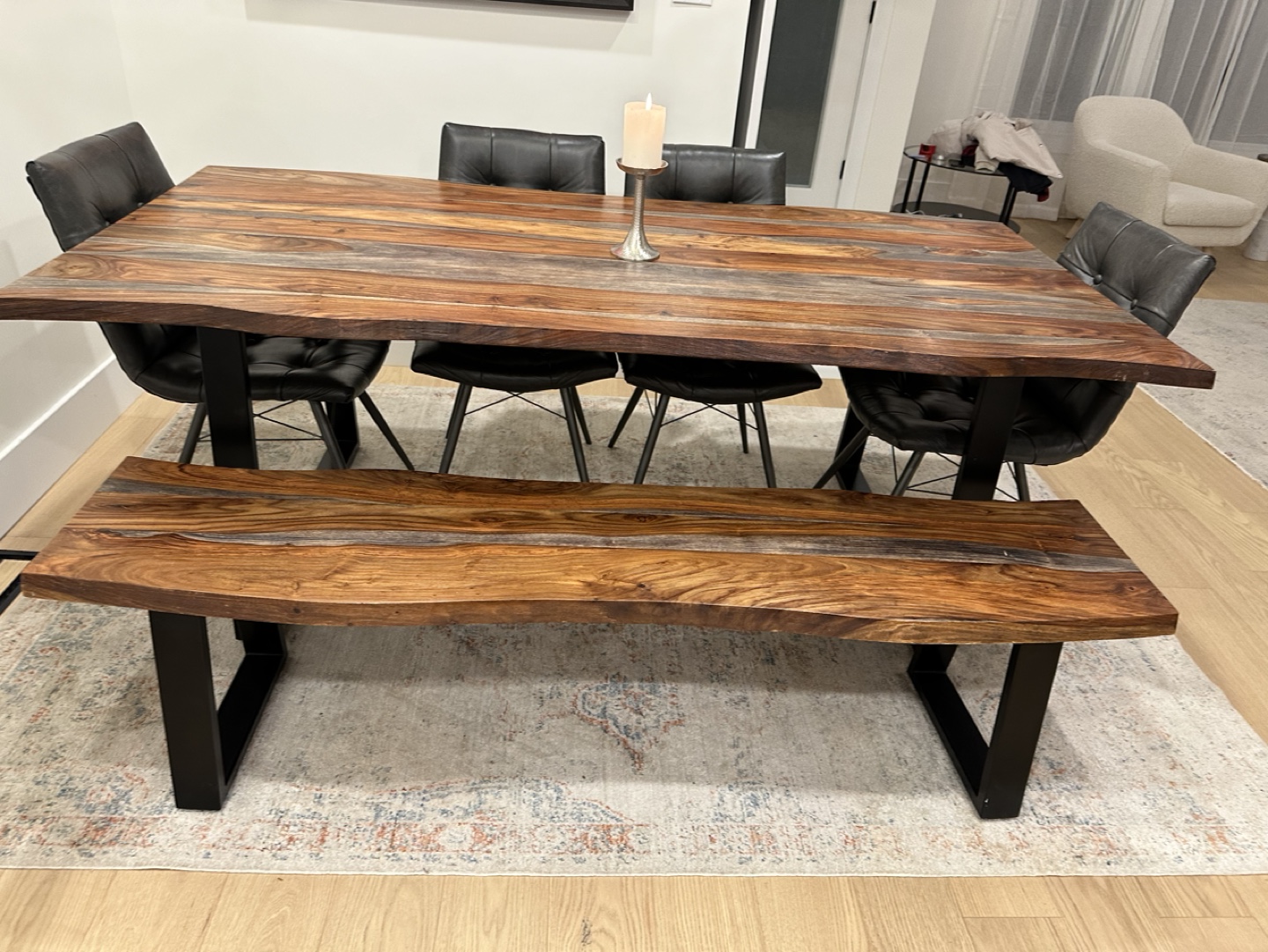 Live Edge Dining Table and Bench Set - photo 2