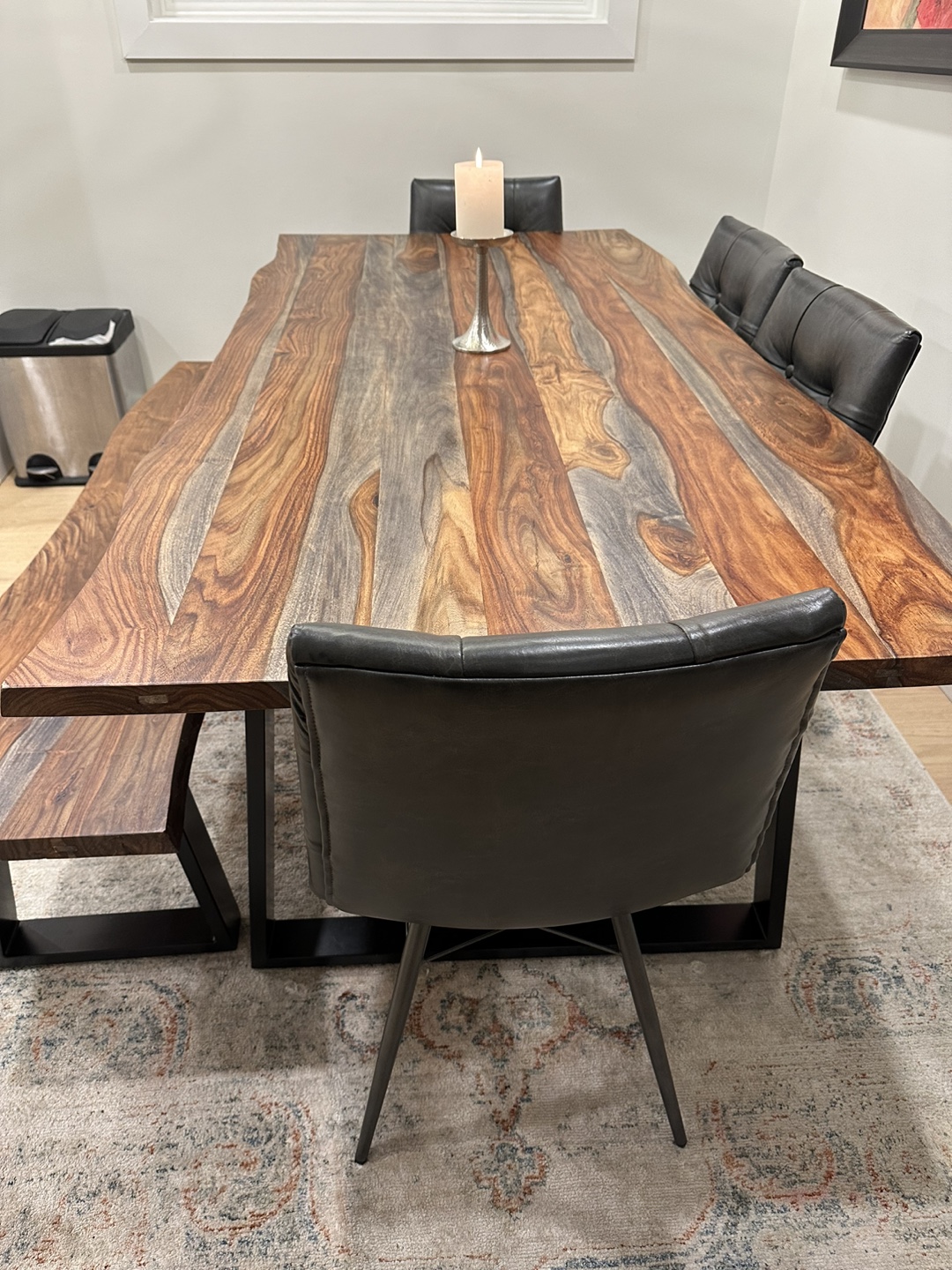Live Edge Dining Table and Bench Set