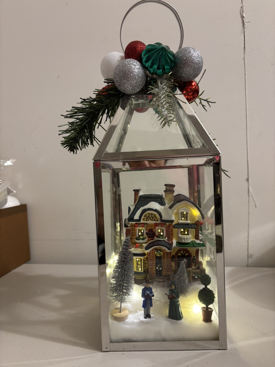 Christmas Lantern with Light Up Village