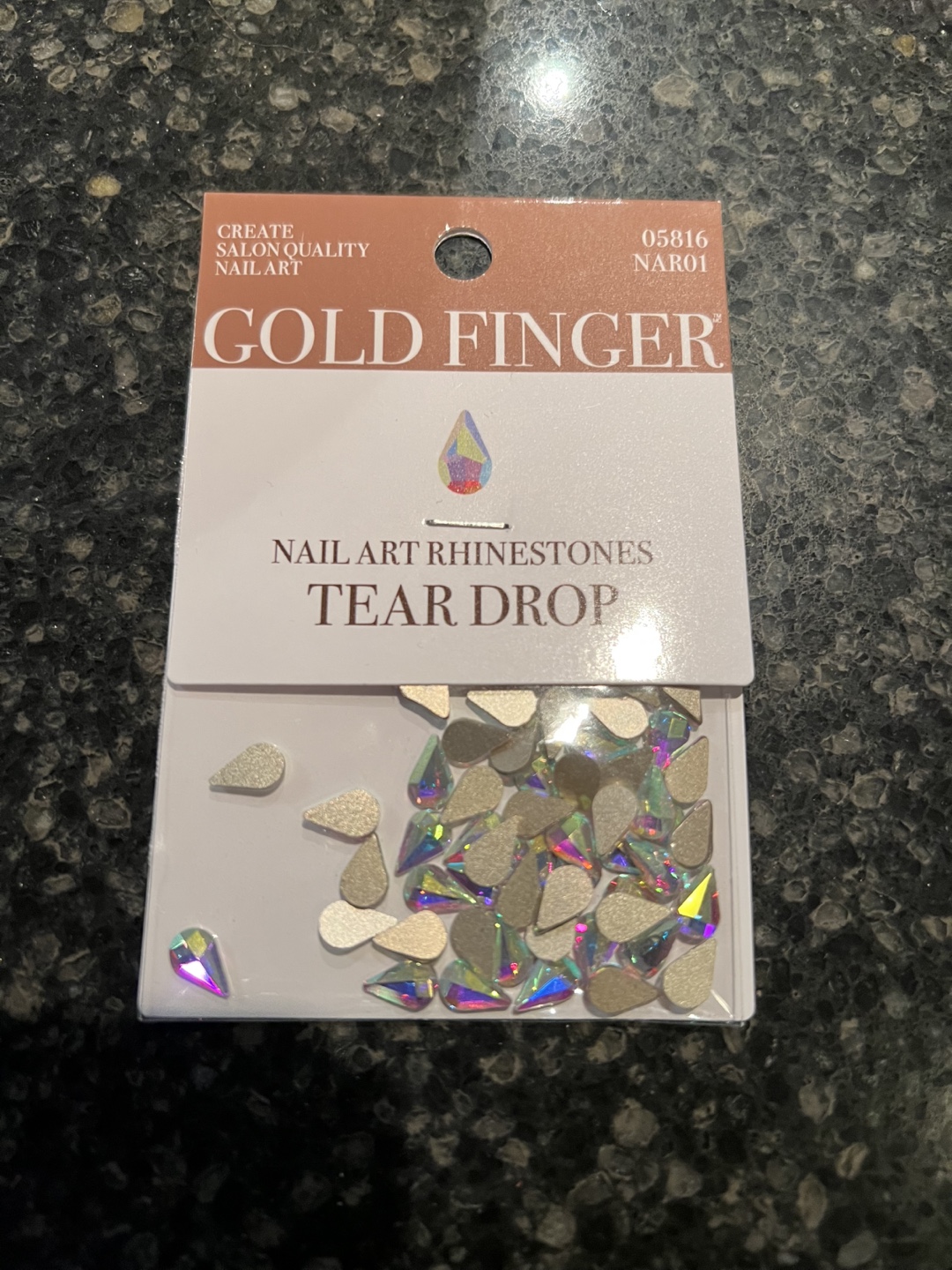 Gold Finger Tear Drop Rhinestones