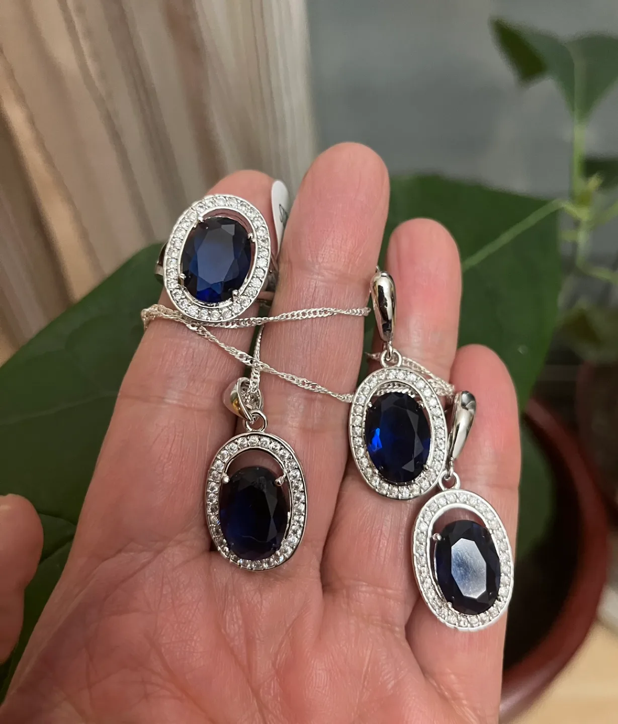 Blue Sapphire Color Jewelry Set thumbnail