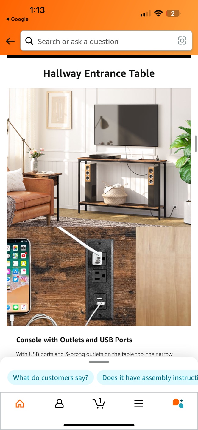 Console Table with Outlets and USB Ports