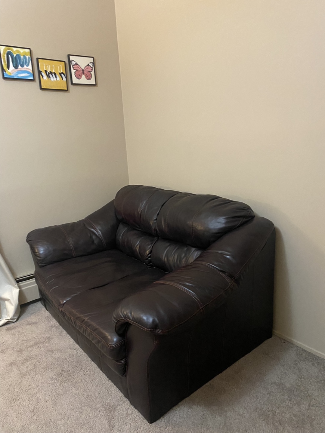 Free Brown Leather Loveseat