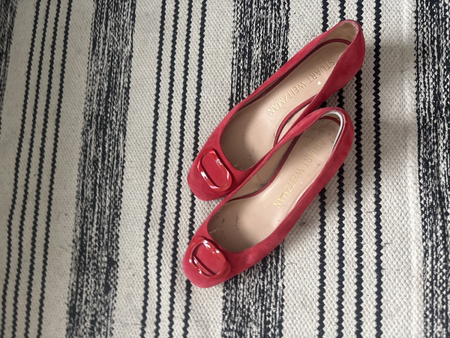 Red Suede Stuart Weitzman Flats