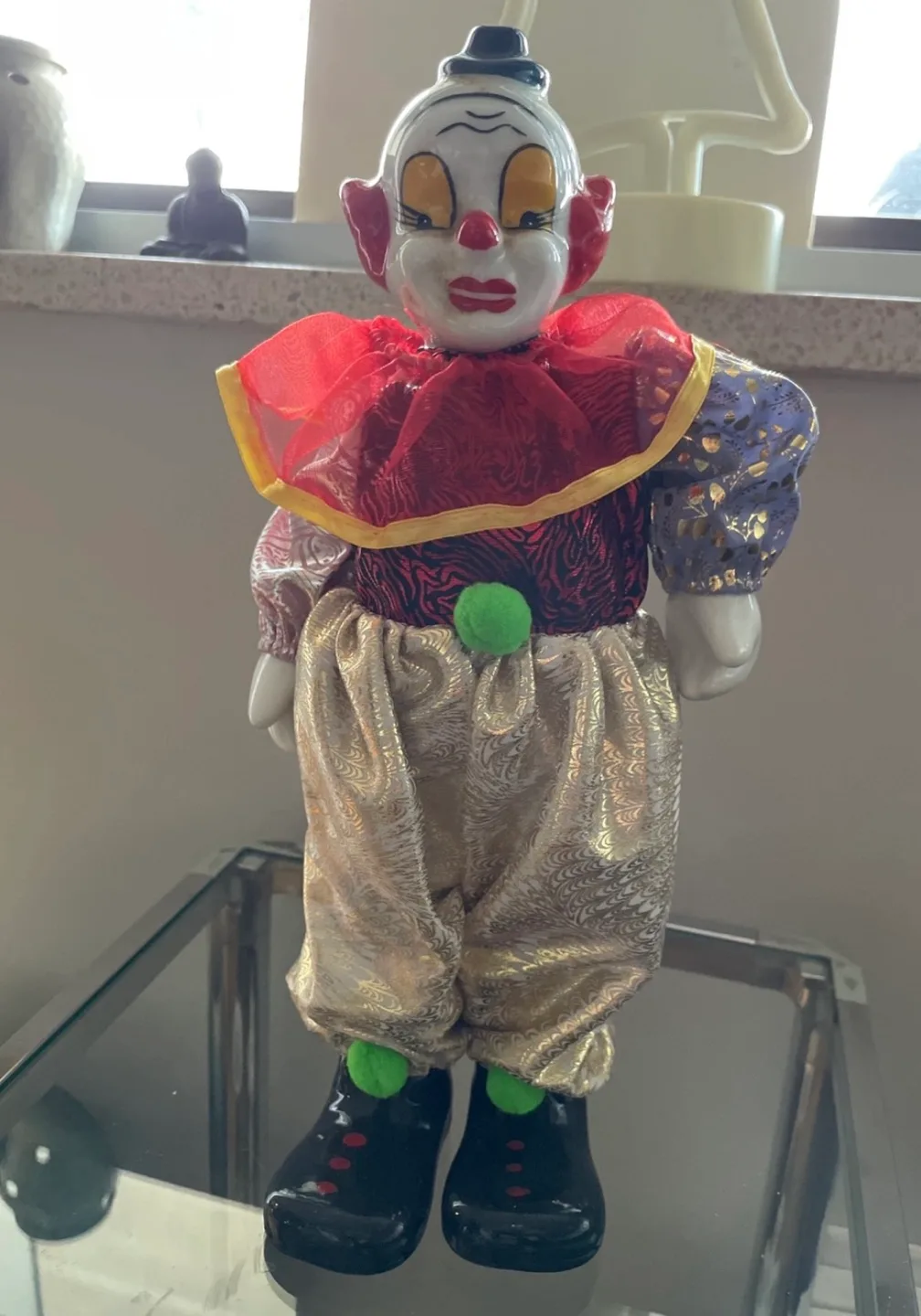 Vintage Porcelain wound up Clown Dolls image indicator(3)