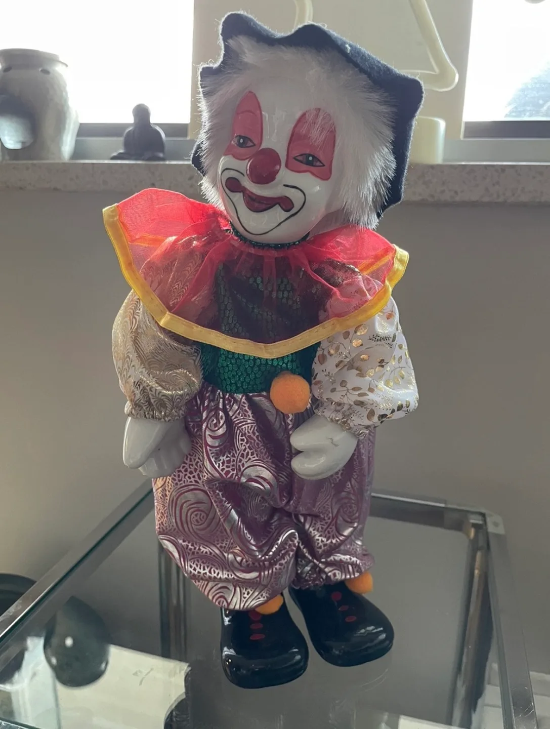 Vintage Porcelain wound up Clown Dolls image indicator(2)