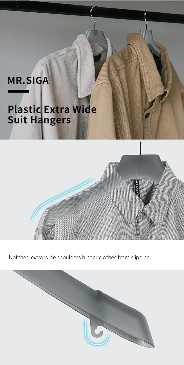 5 Plastic Extra Wide Suit Hangers with Notched Shoulders - photo 4