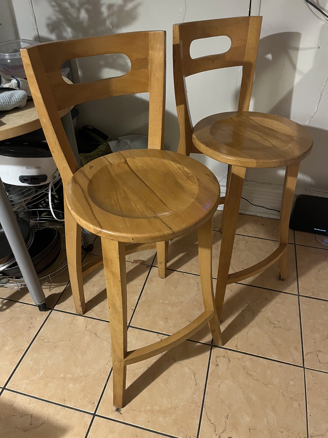 Set of 2 Wooden Counter Height Stools
