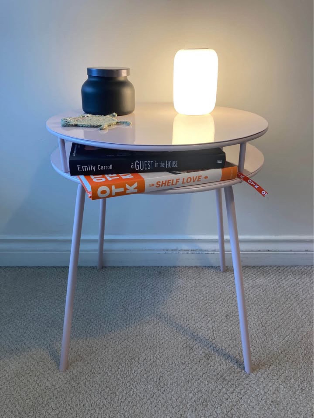 Muted Pink Metal Side Table