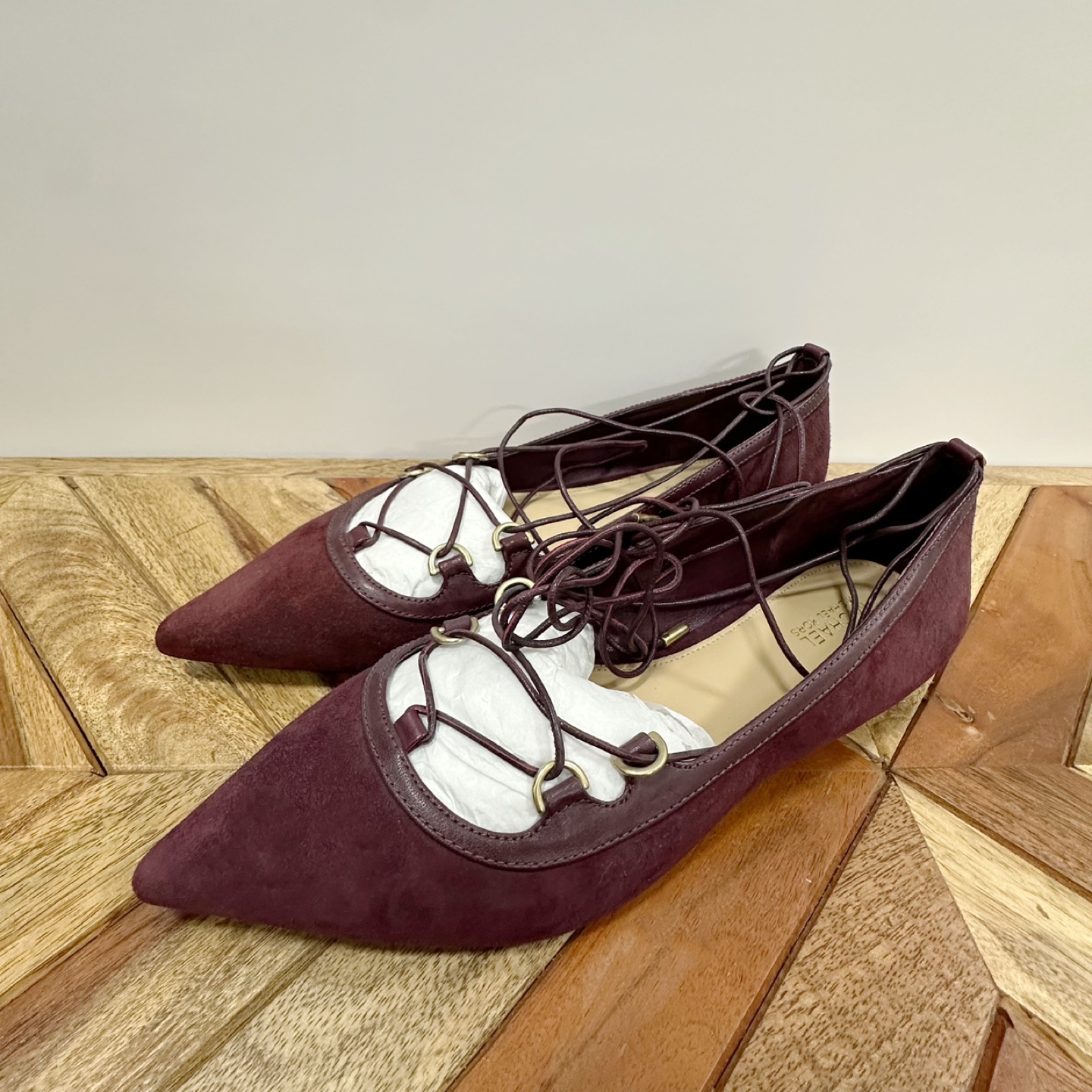 Michael Kors Burgundy Suede Lace-Up Flats