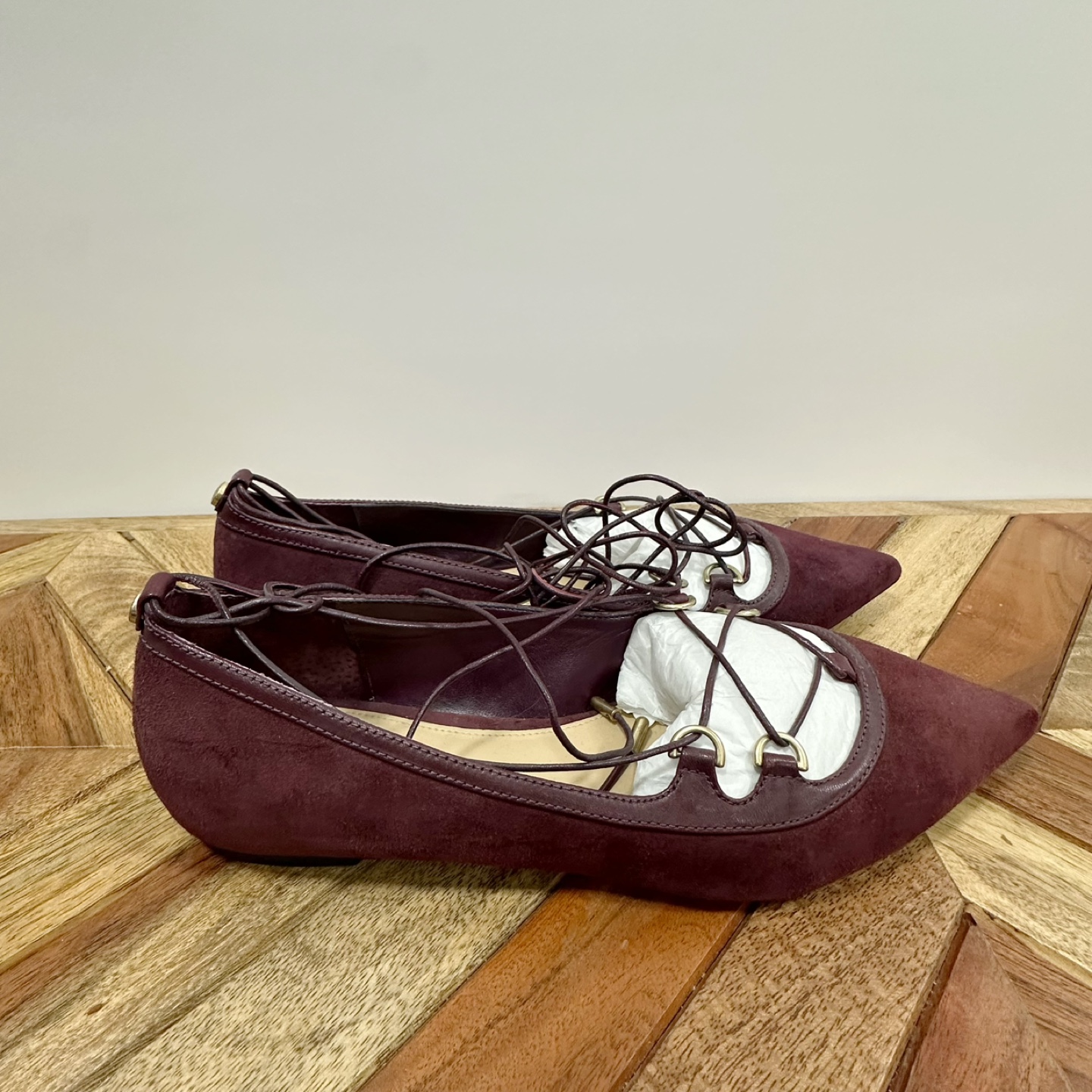 Michael Kors Burgundy Suede Lace-Up Flats - photo 3