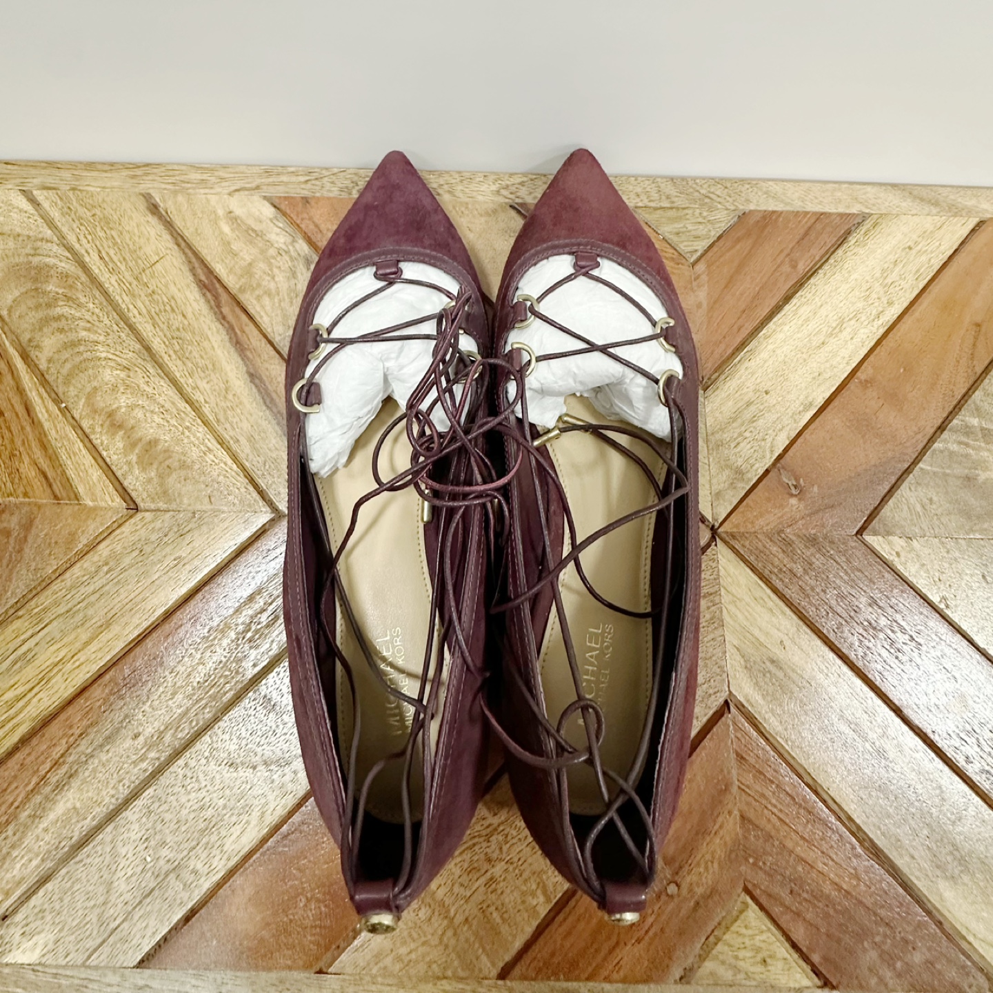 Michael Kors Burgundy Suede Lace-Up Flats - photo 5