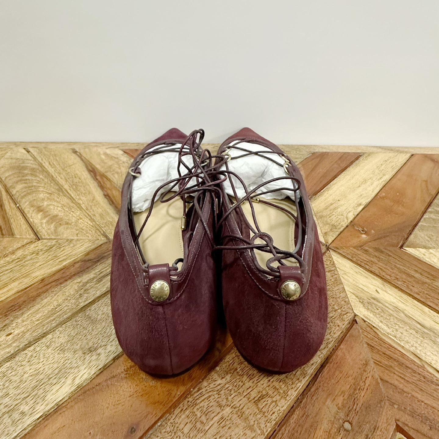 Michael Kors Burgundy Suede Lace-Up Flats - photo 4