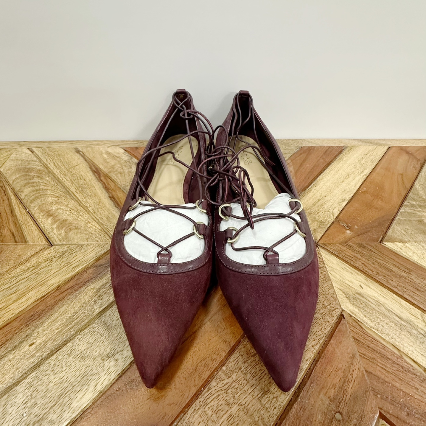 Michael Kors Burgundy Suede Lace-Up Flats - photo 2