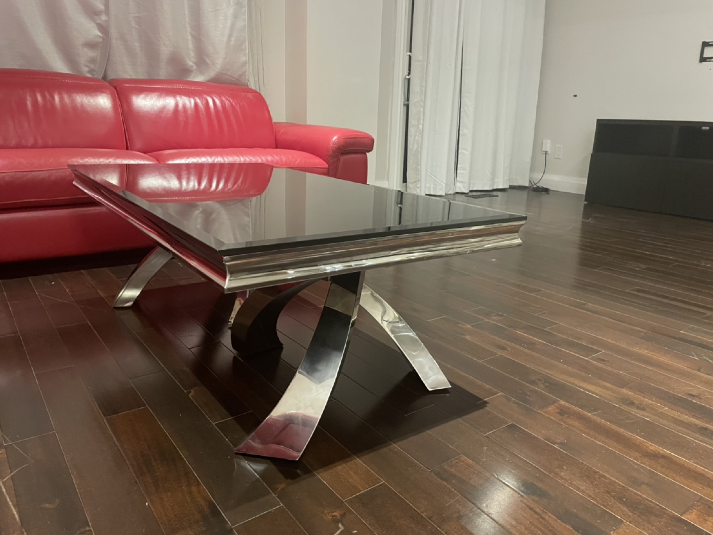Tempered Glass Coffee Table with Chrome Base