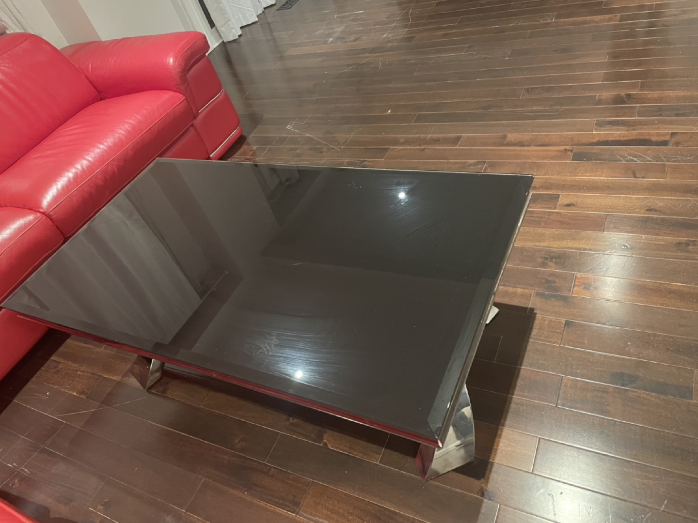 Tempered Glass Coffee Table with Chrome Base - photo 2