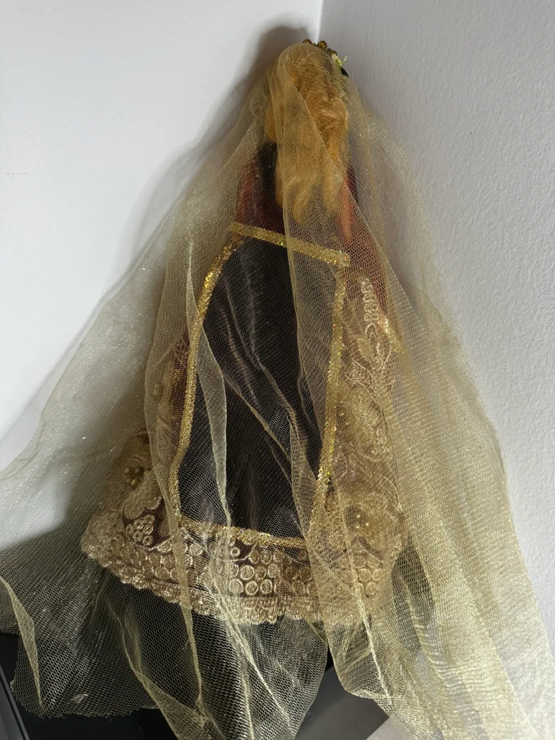 Vintage Barbie Doll in Burgundy Dress with Gold Embroidery image indicator(5)