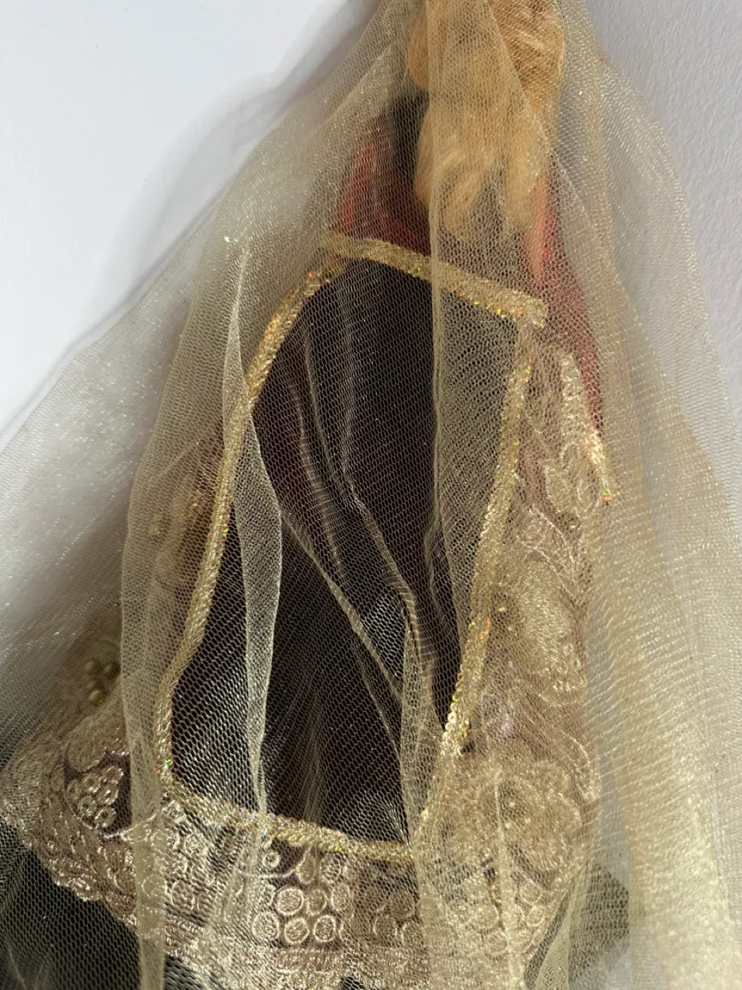 Vintage Barbie Doll in Burgundy Dress with Gold Embroidery image indicator(6)